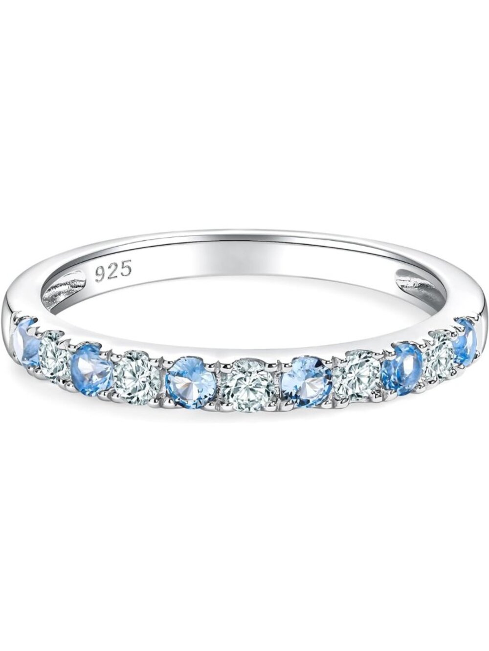 Colorful Birthstone Half Eternity Wedding Band for Women - Ruby, Sapphire